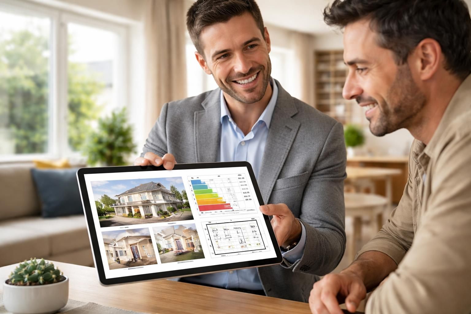 découvrez comment une tablette tactile permet de présenter facilement photos, diagnostics de performance énergétique (dpe) et plans à vos clients pour une expérience claire et interactive.