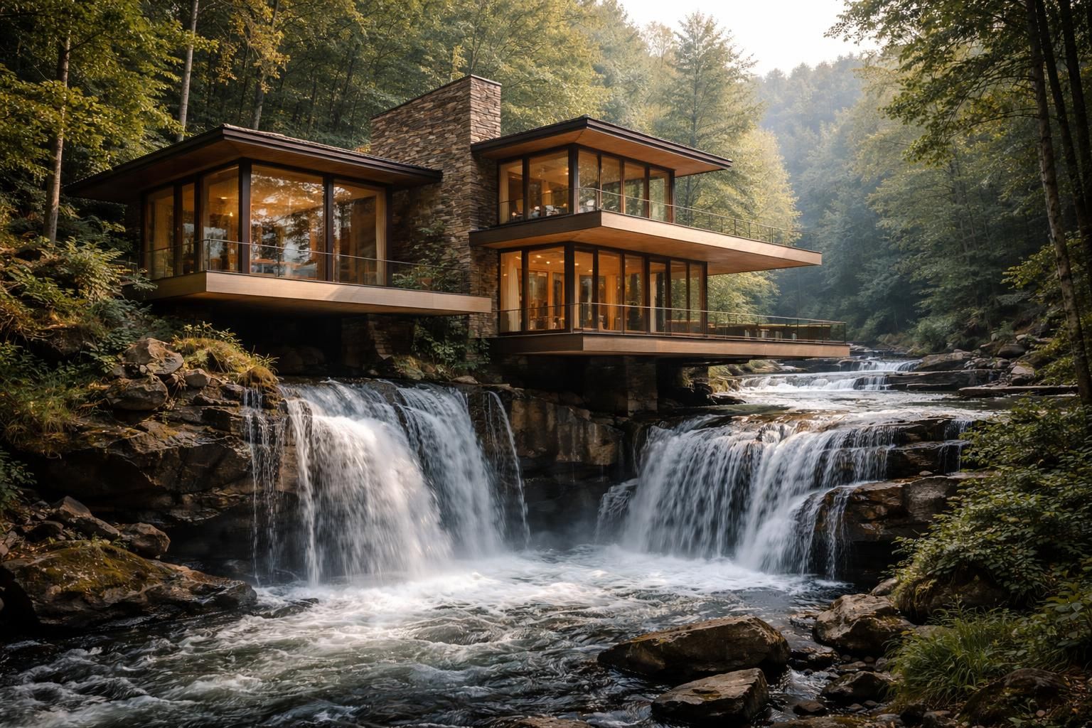 explorez la maison sur la cascade, un chef-d'œuvre architectural alliant design innovant et harmonie avec la nature au cœur d'un paysage exceptionnel.