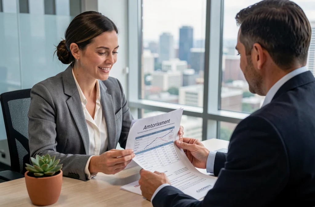 Femme consultant un expert-comptable pour optimiser ses avantages fiscaux en location meublée non professionnelle